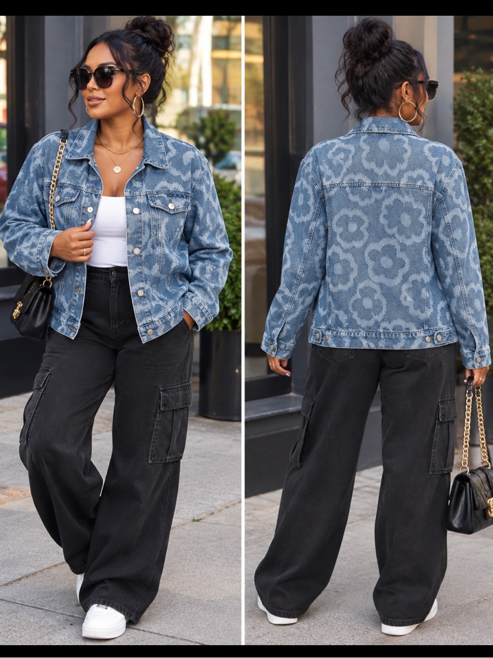 LIGHT DENIM FLOWER DETAIL JACKET - Women's Lightweight JACKET